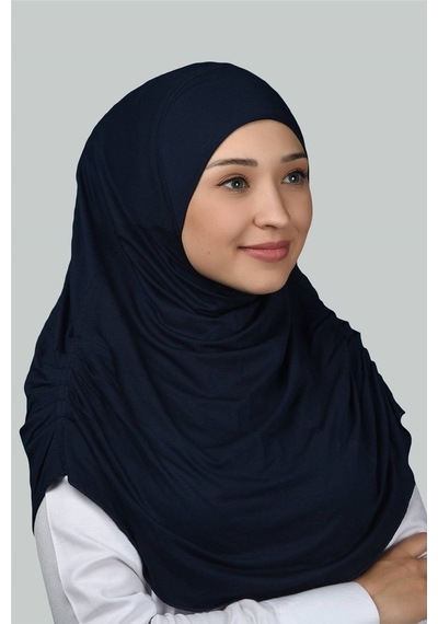 Altobeh Hazır Türban Büzgülü Pileli Pratik Eşarp Tesettür Hijab - Namaz Örtüsü - Lacivert