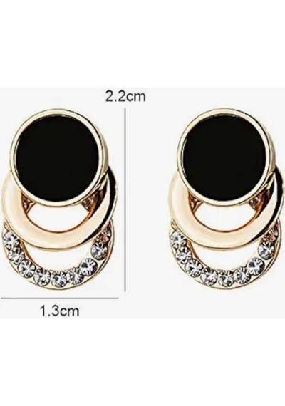 Lunarie 14k Altın Siyah Zirkon Katmanlı Daire Sallantılı Küpe