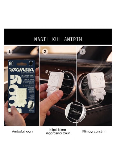 Vavana Jooy Araba Klima Kokusu 6'lı Set, 90 Gün Etkili Oto Kokusu Vanilya Sandal