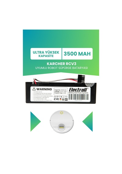 Karcher Rcv3 Uyumlu Batarya Ultra Yüksek Kapasite 3500mah Pil Robot Süpürge Bataryası