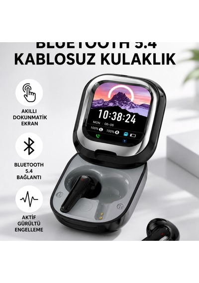 Bluetooth 5.4 Kulaklık Gürültü Engelleme Ve Akıllı Ekranlı Şarj Kutusu 00