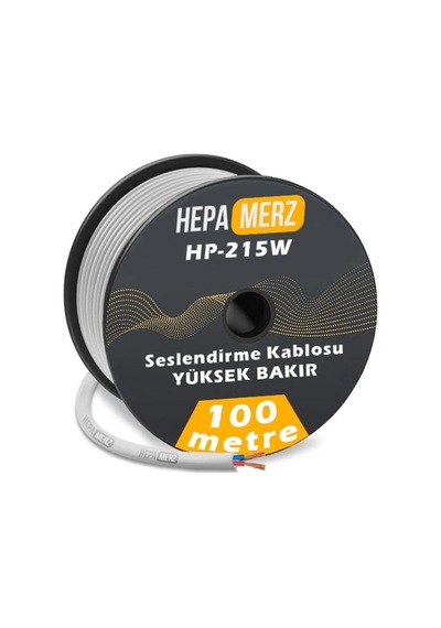 Hepa Merz Hp-215wh Tam Bakır 2x1.5 Mm Hoparlör Ses Kablosu 100 Mt Beyaz