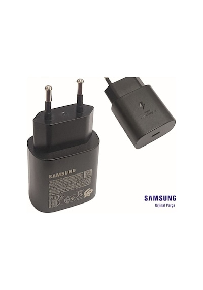 Samsung Uyumlu  l Type-c Girişli Fast-hızlı Şarj Adaptörü Başlığı 25w-25walt Siyah A