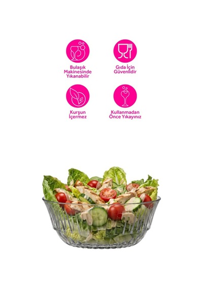 Lav Alinda Cam Salata Kasesi Tekli Ekstra Büyük 2050 ml (Sunum Kasesi , Hazırlık Kasesi)