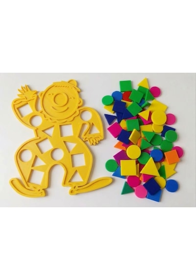 Eğitici Geometrik Şekiller - Renkli Şekil Eşleştirme - Zeka Geliştirici Çocuk Puzzle - Sarı