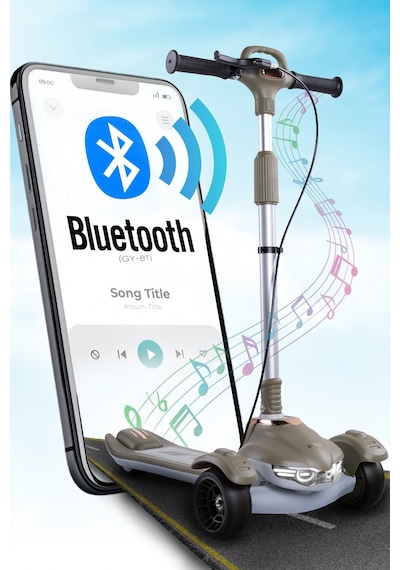Prego Veyron Bluetoothlu Müzikli Işıklı Çocuk Scooter Katlanabilir - Yükseklik Ayarlı Yeşil