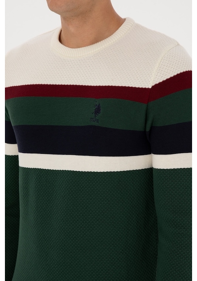U.S. Polo Assn. Erkek Slim Fit Bisiklet Yaka Koyu Yeşil Kazak 50308234-VR079