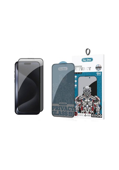 Apple iPhone 15 Pro Max Uyumlu Hayalet Ekran Koruyucu Go Des 9d Full Cover Privacy Temperli Cam Koruyucu