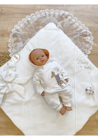Yenidoğan Hediyelik Bebek Kundağı Unisex Bebek Dış Kundak Hastane Çıkışı Bebek Battaniye Oyun Matı Ekru
