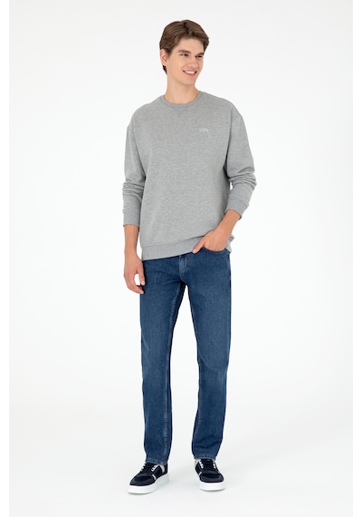 U.S. Polo Assn. Erkek Bisiklet Yaka Gri Melanj Basic Şardonlu Sweatshirt 50295148-VR086