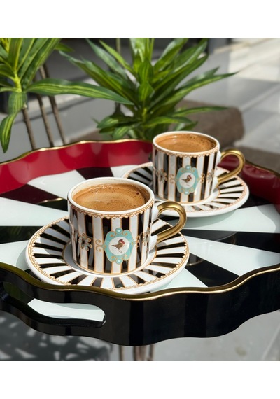 2 Kişilik Piano Black Double Kahve Fincanı-5204 Siyah