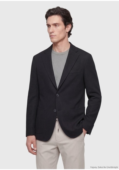 Ramsey Siyah Shirt Shoulder Slim Fit %100 Pamuk Örme Ceket