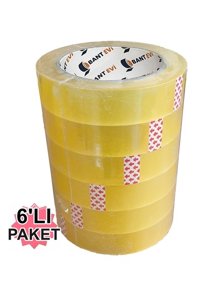 İnce Koli Bandı 6 Adet 24mmx100mt Şeffaf Akrilik Kırtasiye Bandı