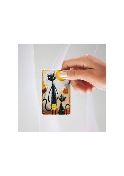Siyah Sıska Kedi Kredi/banka Kartı Kaplama Sticker Tekli Standart