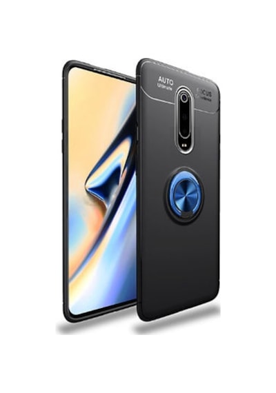 Xiaomi Mi 9t Kılıf Yüzüklü Sağlam Esnek Ringo Silikon Kapak Siyah - Mavi