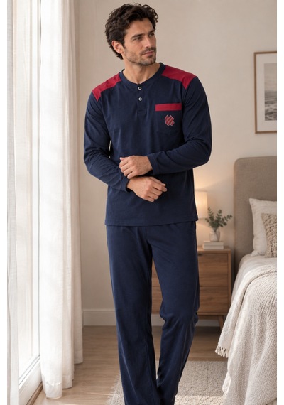 Free Beka Uzun Kollu Süprem Kumaş Yakası Düğmeli Göğüsü Cep Ve Nakış Detaylı Erkek Pijama Takımı Siyah Free Beka Uzun Kollu Süprem Kumaş Yakası Düğmeli Göğüsü Cep Ve Nakış Detaylı Erkek Pijama Takımı Siyah