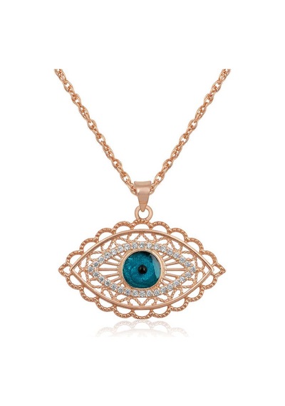 Gümüş Mekik Nazar Bayan Kolye Rose Gold