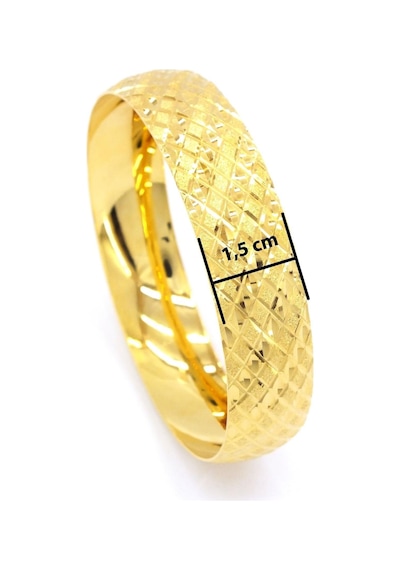 22 Ayar Altın Kaplama Baklava Desenli İmitasyon Bilezik 15mm Blz-3010 Altın