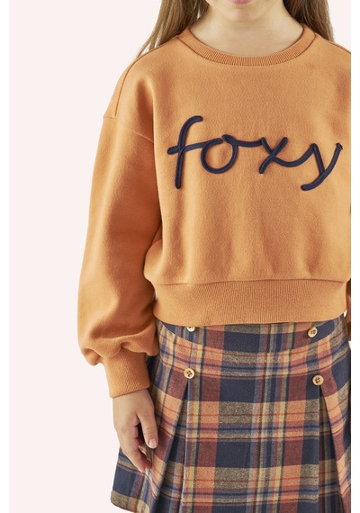Kız Çocuk Nakış Detaylı Kiremit Sweatshirt 5981644