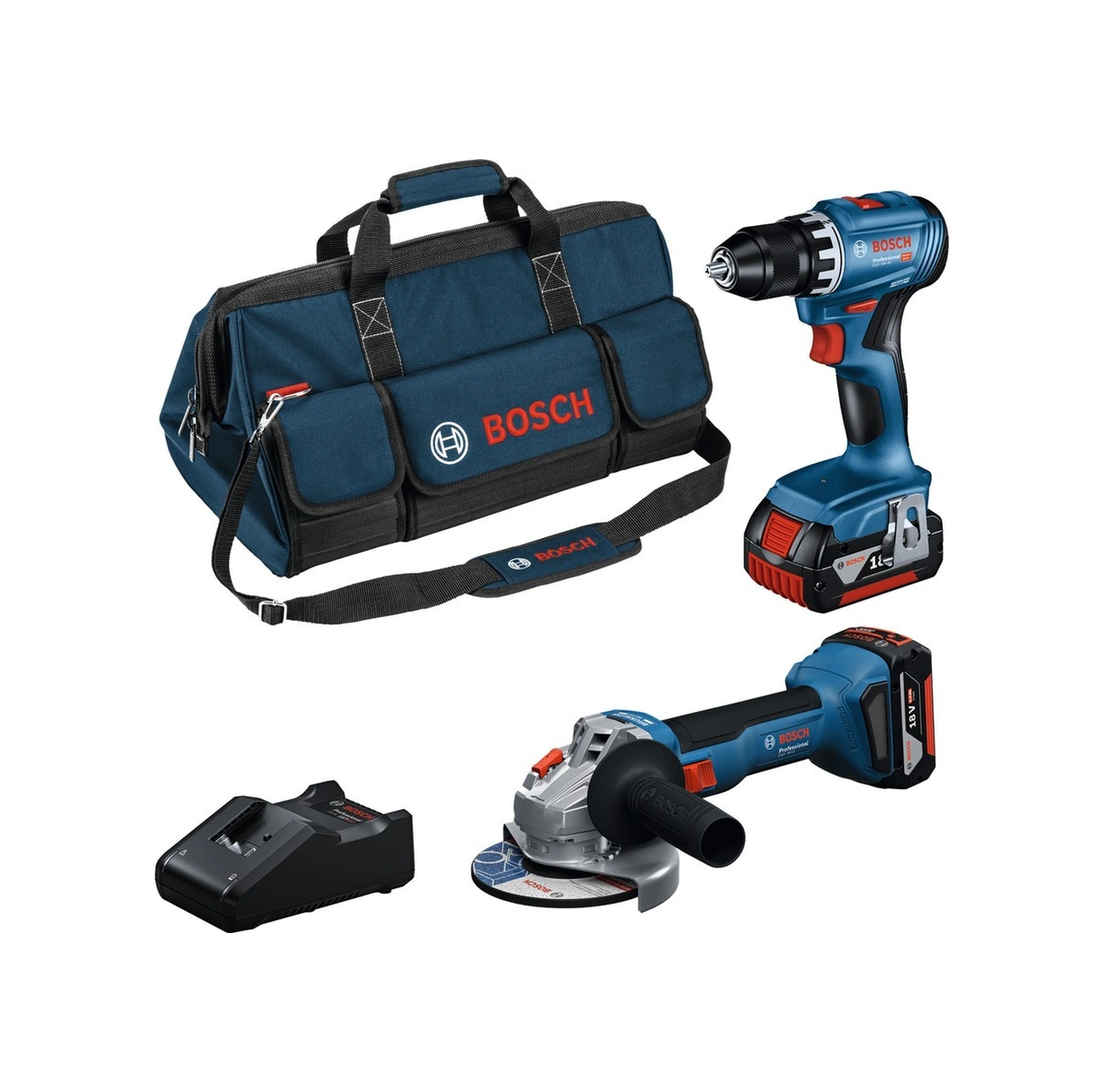 Bosch GSR 18V-45 Akülü Vidalama + GWS 18V-8 Akülü Taşlama 2x4AH Akülü Kombo Set - 0615A5007N