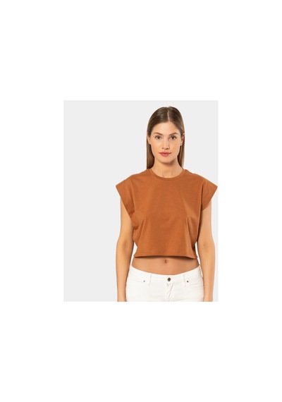 Türen Kadın Vatka Görünümlü Crop T-shirt 3402/tarçın 001