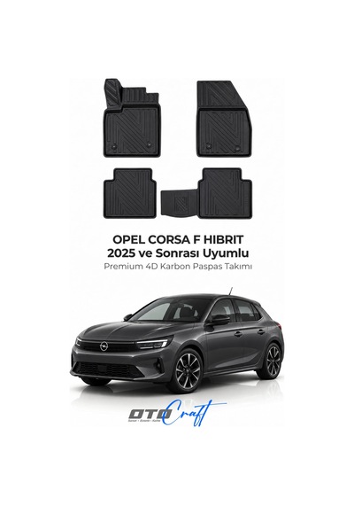 Otocraft Opel Corsa F Hibrit 2025+ Araca Özel 4d Karbon Oto Paspas Havuzlu Tam Set