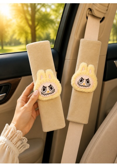 Bunny Sarı Emniyet Kemeri Aksesuarı - Emniyet Kemeri Kılıfı - Araç Emniyet Kemeri Omuz Koruyucu 1 Adet