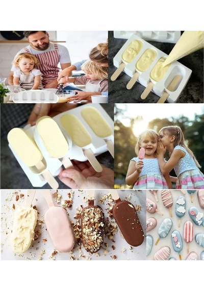 Magnum Dondurma Kalıbı 4'lü Büyük Boy Pratik Magnum Silikon Dondurma Kalıbı Silikon Diğer