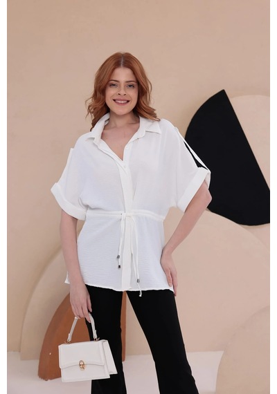 Bbbutikbasic Yarasa Apoletli Spz Model Gömlek Hkn34 Beyaz
