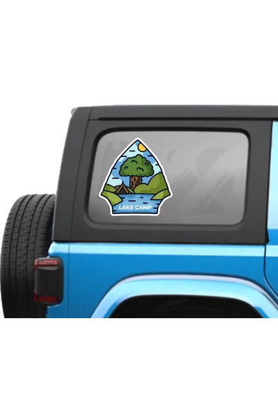 Doğa Göl Kamp Sticker - Araba Oto Motosiklet Karavan Cam Sticker - 00293 60X56 Cm