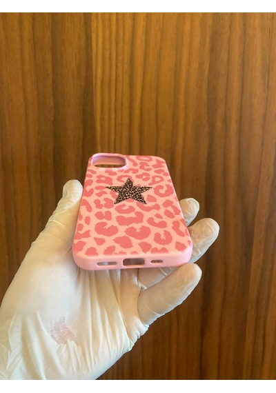 Apple iPhone Uyumlu 13/14 Leopar Baskılı İçi Kadife Silikon Telefon Kılıfı Pembe