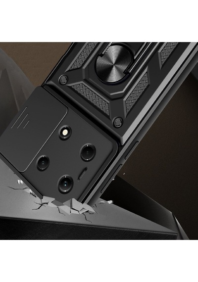 Ennar İnfinix Note 30 Vıp Kılıf Magnetik Standlı Sürgülü Kamera Korumalı 360 Döner Yüzüklü Kapak Lacivert