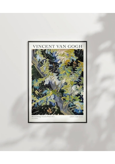 Çerçevesiz Poster Van Gogh Çiçek Açan Akasya Dalları