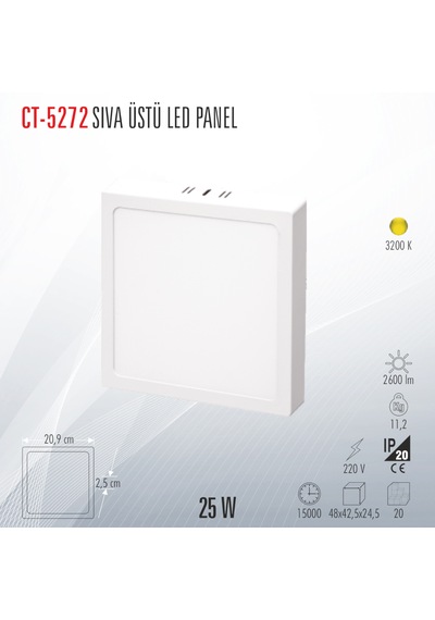 Cata Ct-5272 Sıva Üstü Led Panel Beyaz Işık