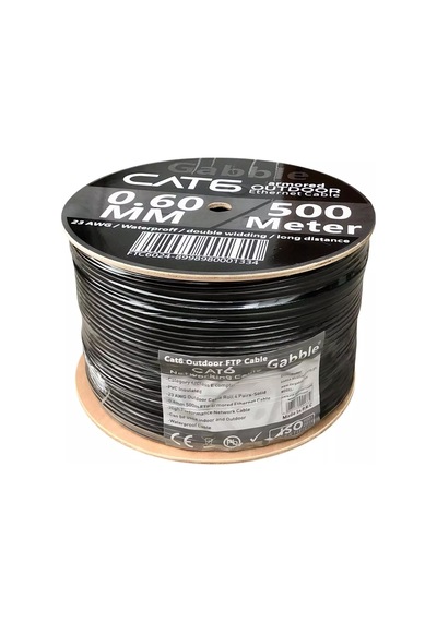 Gabble Cat6 Dış Ortam Kablo 0.60mm 500 Metre Folyolu Çift Ceket