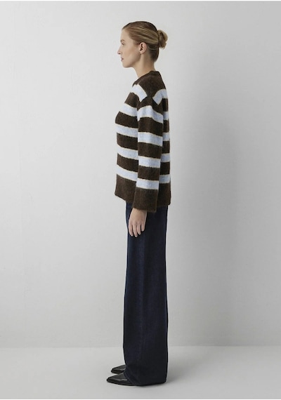 Uzun Kollu Kazak Chambray Blue Stripe Mavi