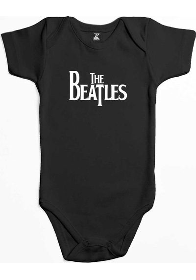 Zepplin Giyim The Beatles Logo Siyah Bebek Body Zıbın
