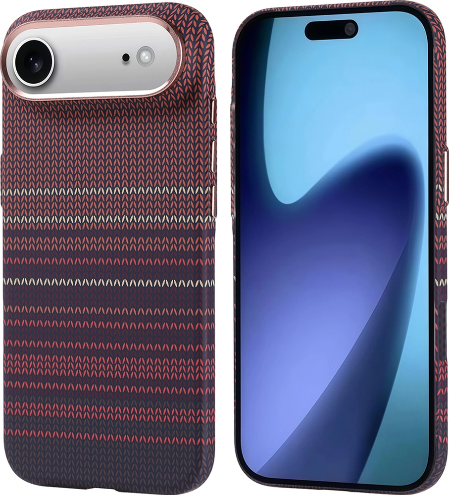 Apple Uyumlu iPhone 17 Air Kılıf Kablosuz Şarj Özellikli Karbon Fiber Görünümlü Nekst Kapak Kırmızı