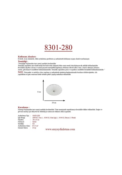 Eray Aydınlatma 8301-280 Led Armatür Avize Beyaz