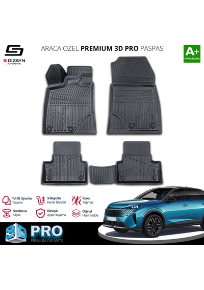 S-dizayn Peugeot 3008 Hybrid 3d Pro Havuzlu Paspas 2024 Üzeri A+ Kalite