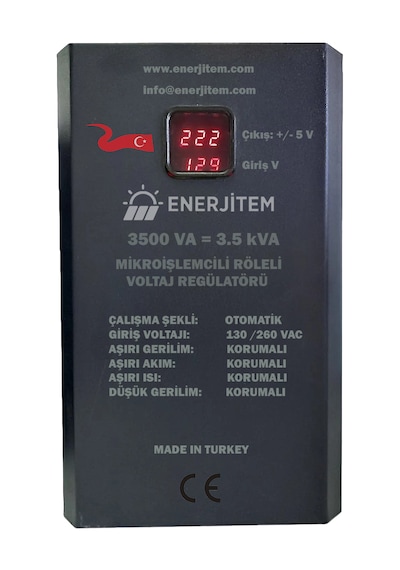 3.5 Kva Röleli Otomatik Voltaj Regülatörü 1f/1f 130-260v 3500 Va