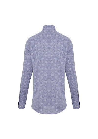 Hatemoğlu Lacivert Desenli Slim Fit Keten Gömlek Lacivert Hatemoğlu Lacivert Desenli Slim Fit Keten Gömlek Lacivert