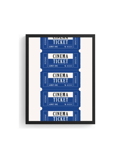 Doğal Ahşap Çerçeveli Retro Sinema Bileti Tablo - Film Temalı Huhu2394