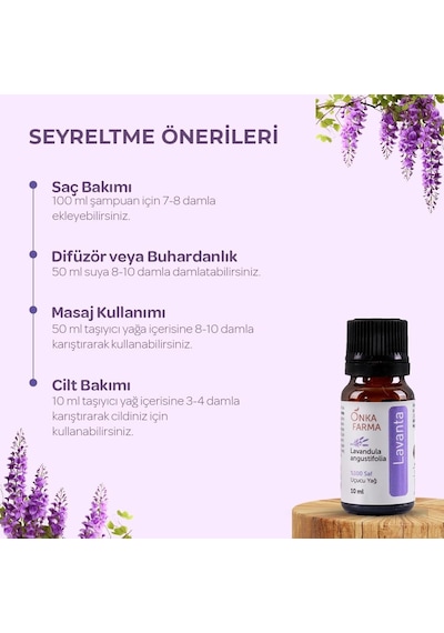 Onka Farma Lavanta Uçucu Yağ%100 Doğal Saf Katkısız Aromaterapi Cilt Bakım Yağı Buhurdanlık Kokusu 10 Ml Diğer