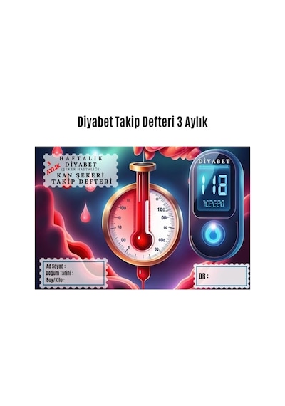 Diyabet Ölçüm Takip Çizelgesi Defteri A Kalite Özel Tasarım 3 Aylık A5 Sarı