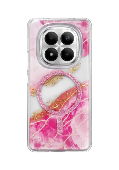 Onegif Xiaomi Redmi Note 15 Pro Plus 5g Lotus Simli Magsafe Kapak - Pembe