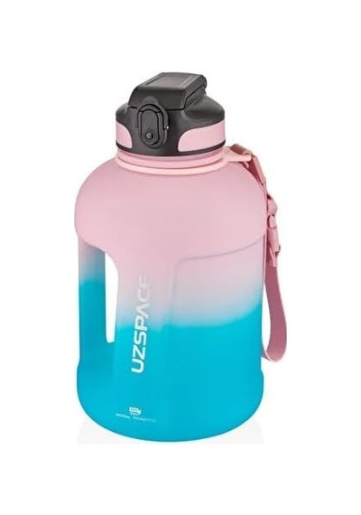 Uzspace 1700ml Çift Renk Pipetli Taşıma Askılı Kulplu Softtouch Motivasyon Su Matarası Pembe-mavi Diğer