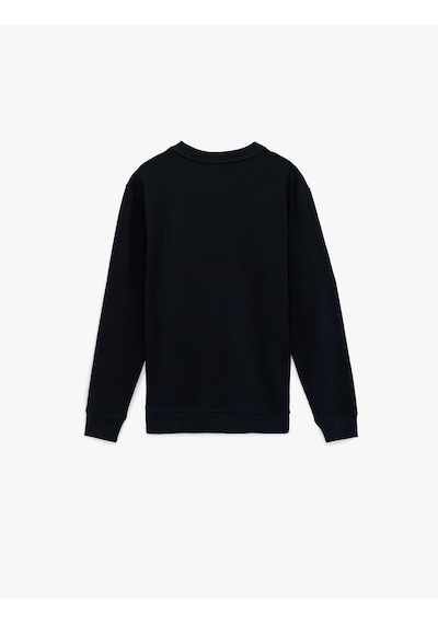 Koton Uzun Kollu Fitilli Regular Fit Basic Bisiklet Yaka Sweatshirt Lacivert 6sam70012mk Lacivert