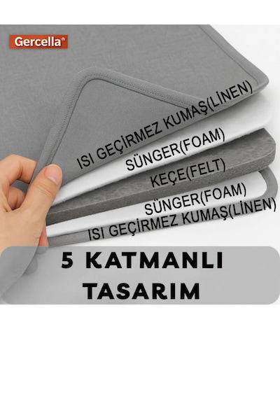 Gercella Dikey Buharlı Ütü Matı Pedi 360 C Dönebilen Askılı Isı Geçirmeyen Dikey Ütü Aksesuarı Gri