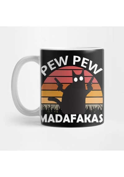 Pew Pew Madafakas - Silahşör Kedi Kupa Bardak Çok Renkli